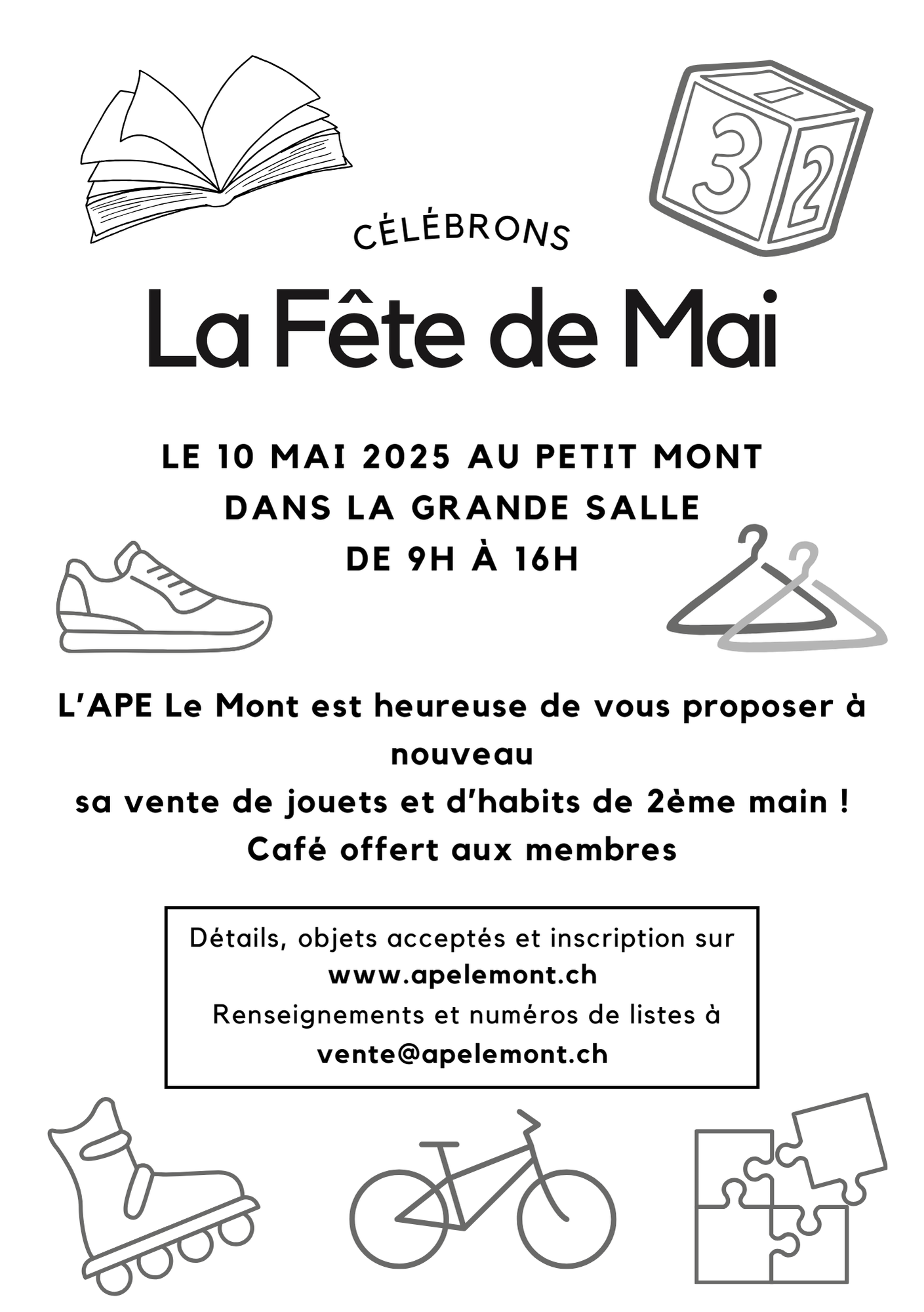 Vente de jouets et d'habits pour enfants à la Fête de Mai
